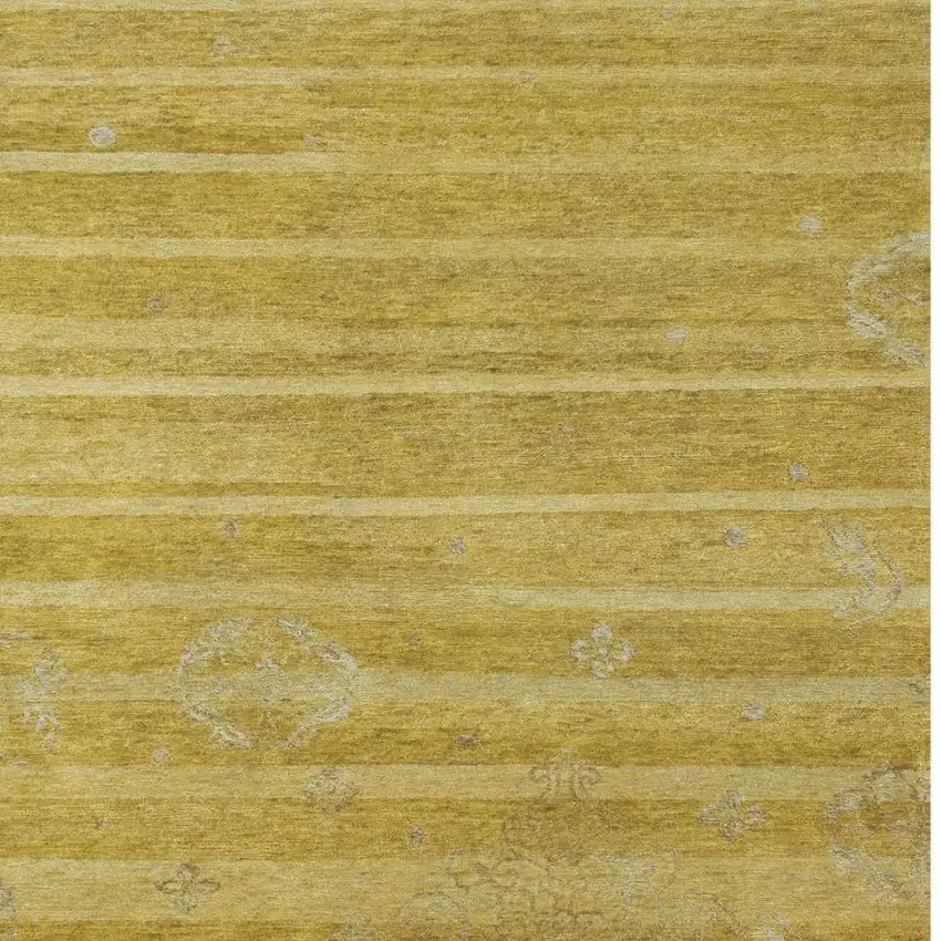 Gold And Yellow Striped Hand Knotted Area Rug Photo 3