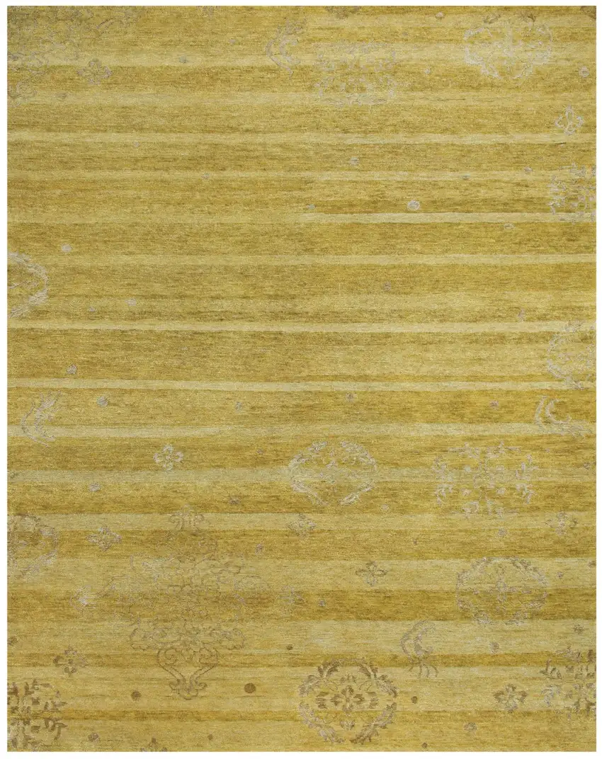 Gold And Yellow Striped Hand Knotted Area Rug Photo 4
