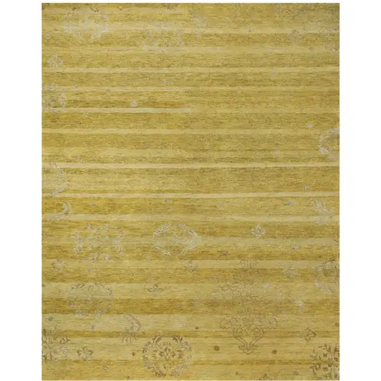 Gold And Yellow Striped Hand Knotted Area Rug Photo 2