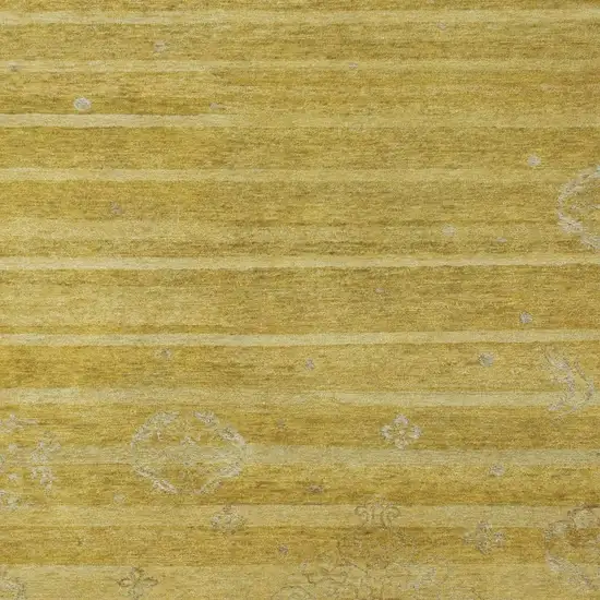 Gold And Yellow Striped Hand Knotted Area Rug Photo 3