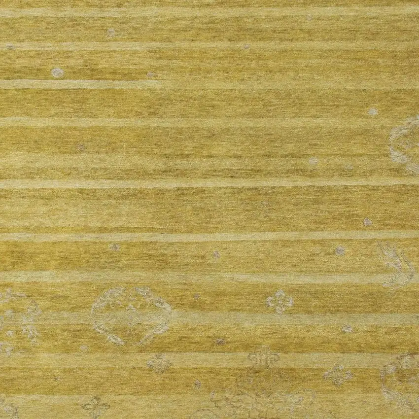 Gold And Yellow Striped Hand Knotted Area Rug Photo 3