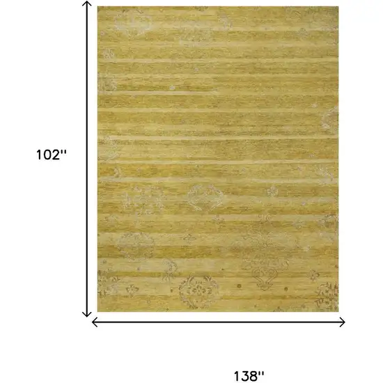 Gold And Yellow Striped Hand Knotted Area Rug Photo 5