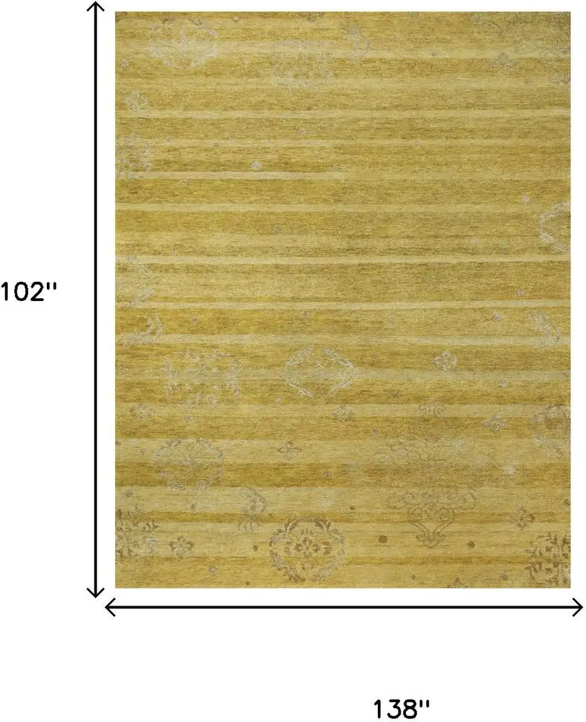Gold And Yellow Striped Hand Knotted Area Rug Photo 5