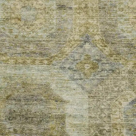 Gold Beige And Brown Abstract Geometric Washable Area Rug With UV Protection Photo 3