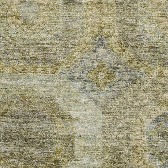 Gold Beige And Brown Abstract Geometric Washable Area Rug With UV Protection Photo 3