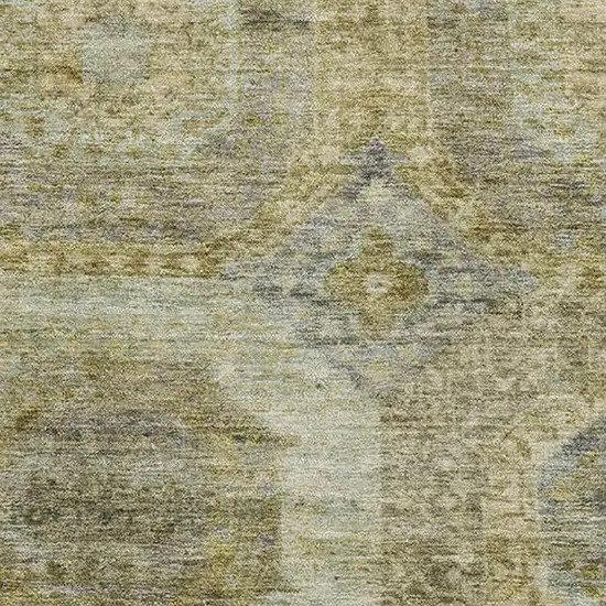 Gold Beige And Brown Abstract Geometric Washable Area Rug With UV Protection Photo 3