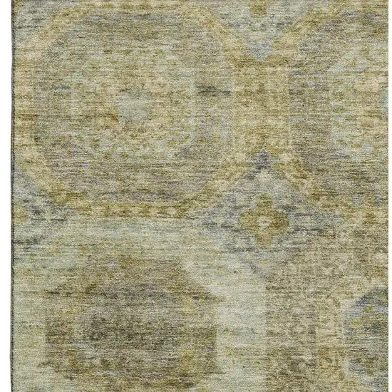 Gold Beige And Brown Abstract Geometric Washable Area Rug With UV Protection Photo 3