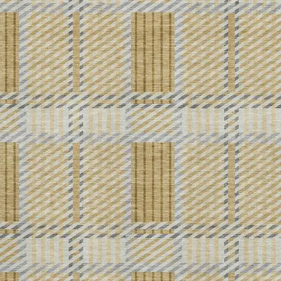 Gold Beige And Brown Plaid Washable Area Rug With UV Protection Photo 2