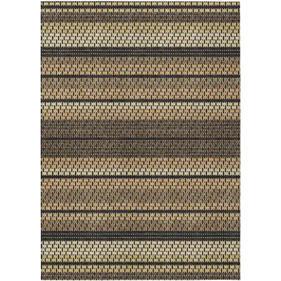 Gold Beige And Copper Striped Washable Indoor Outdoor Area Rug Photo 9