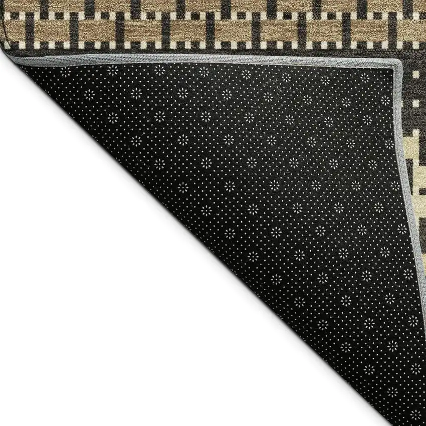 Gold Beige And Copper Striped Washable Indoor Outdoor Area Rug Photo 2