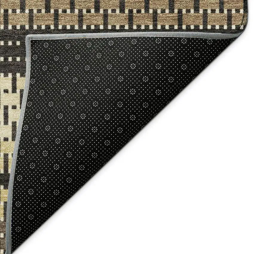 Gold Beige And Copper Striped Washable Indoor Outdoor Area Rug Photo 3