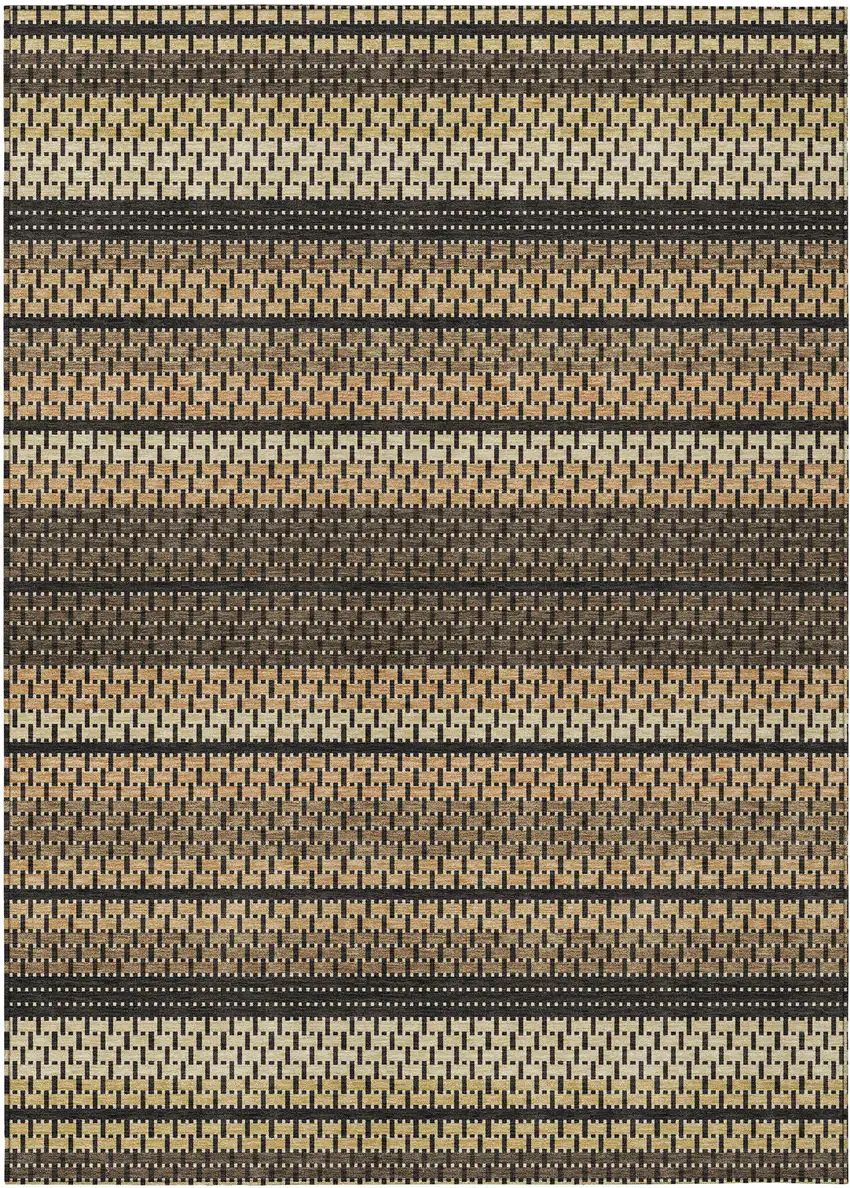 Gold Beige And Copper Striped Washable Indoor Outdoor Area Rug Photo 8