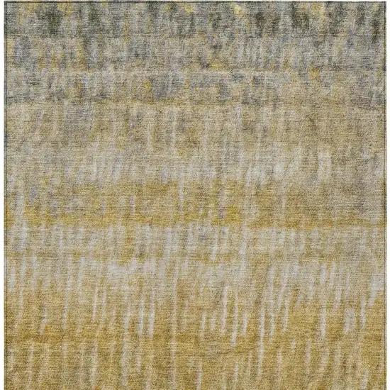 Gold Beige And Gray Abstract Washable Indoor Outdoor Area Rug Photo 6