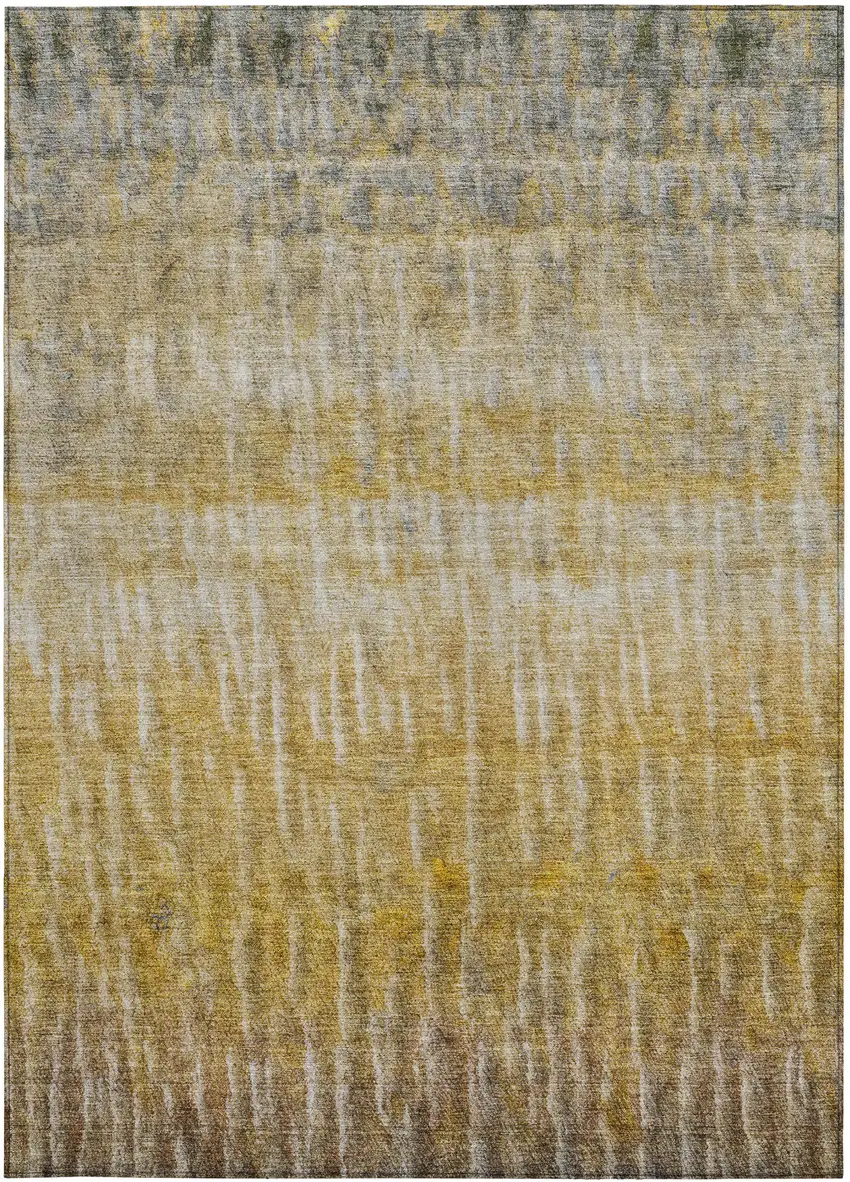Gold Beige And Gray Abstract Washable Indoor Outdoor Area Rug Photo 4