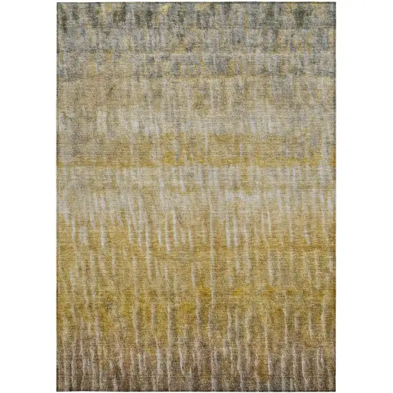 Gold Beige And Gray Abstract Washable Indoor Outdoor Area Rug Photo 4