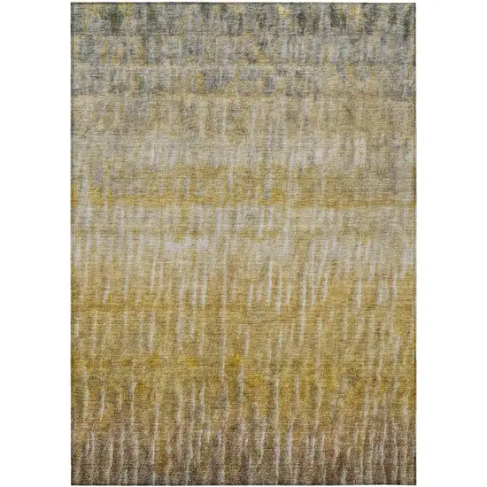 Gold Beige And Gray Abstract Washable Indoor Outdoor Area Rug Photo 2