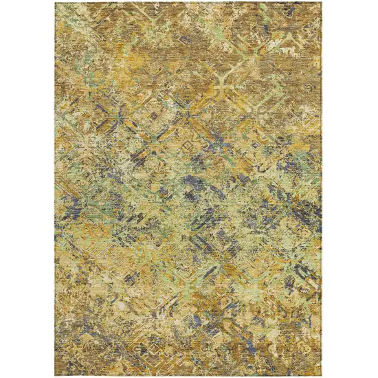Gold Beige And Gray Geometric Washable Indoor Outdoor Area Rug Photo 4