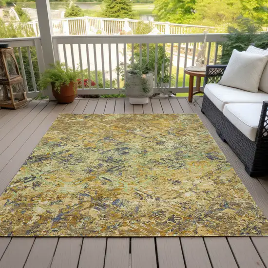 Gold Beige And Gray Geometric Washable Indoor Outdoor Area Rug Photo 5