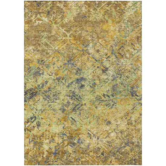 Gold Beige And Gray Geometric Washable Indoor Outdoor Area Rug Photo 2