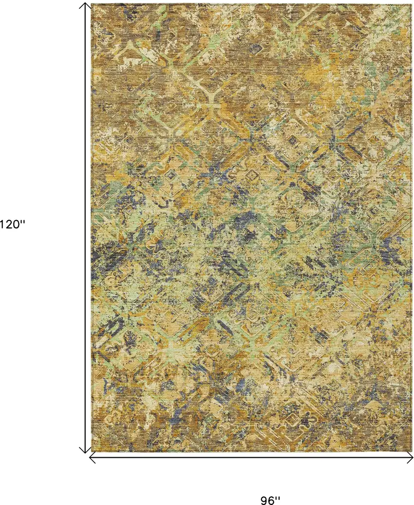 Gold Beige And Gray Geometric Washable Indoor Outdoor Area Rug Photo 3
