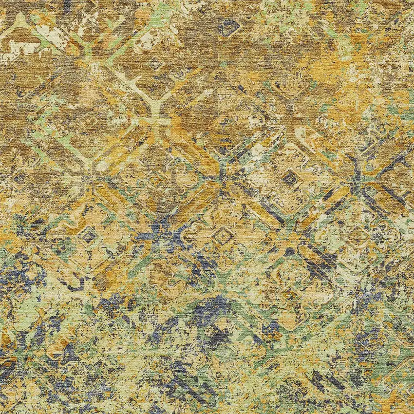 Gold Beige And Gray Geometric Washable Indoor Outdoor Area Rug Photo 4