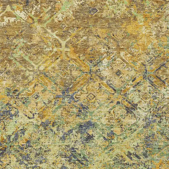 Gold Beige And Gray Geometric Washable Indoor Outdoor Area Rug Photo 4