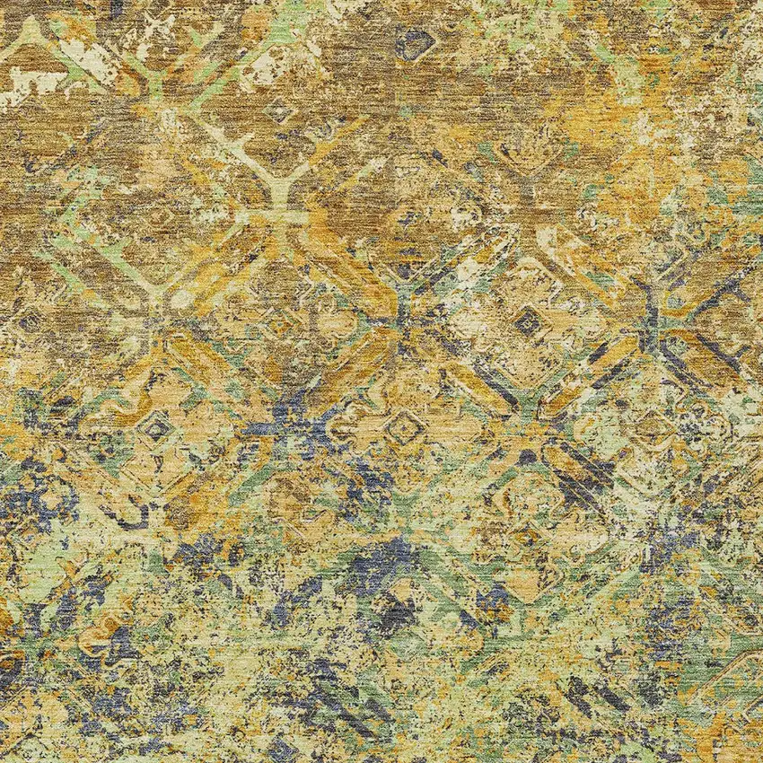 Gold Beige And Gray Geometric Washable Indoor Outdoor Area Rug Photo 4