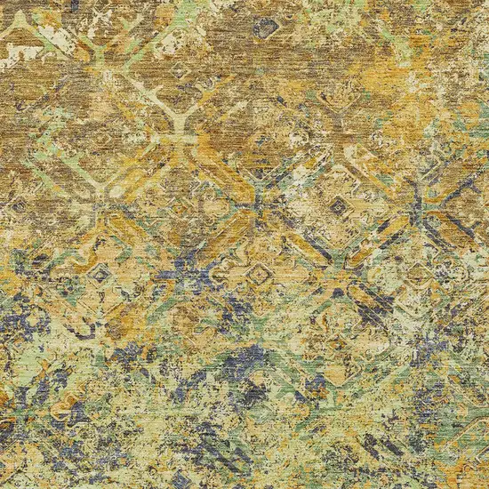 Gold Beige And Gray Geometric Washable Indoor Outdoor Area Rug Photo 4