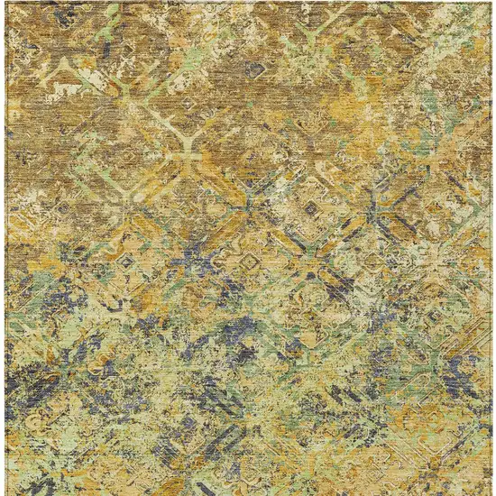 Gold Beige And Gray Geometric Washable Indoor Outdoor Area Rug Photo 5