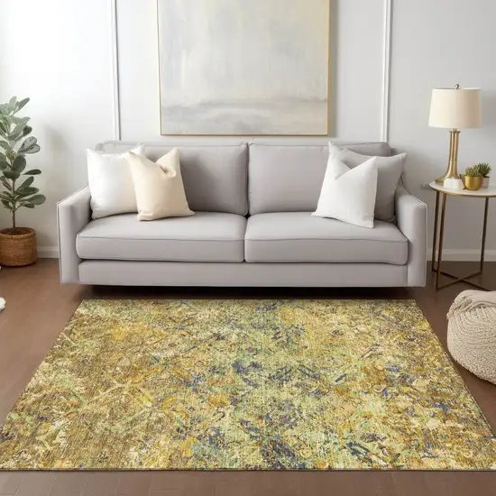 Gold Beige And Gray Geometric Washable Indoor Outdoor Area Rug Photo 8