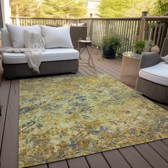 Gold Beige And Gray Geometric Washable Indoor Outdoor Area Rug Photo 9