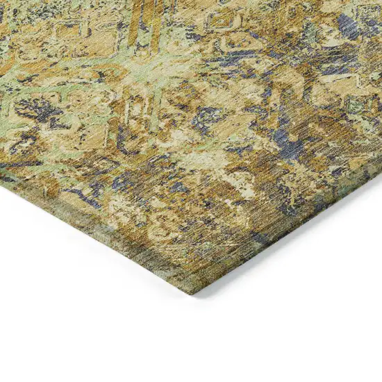 Gold Beige And Gray Geometric Washable Indoor Outdoor Area Rug Photo 3