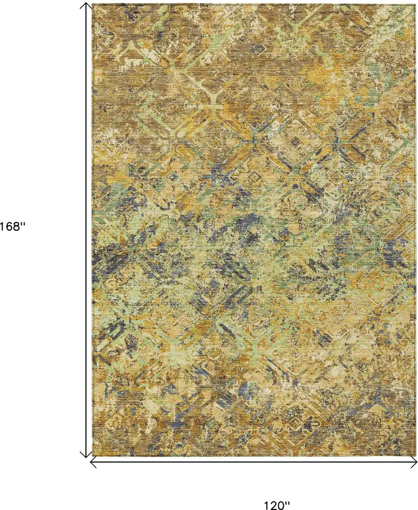 Gold Beige And Gray Geometric Washable Indoor Outdoor Area Rug Photo 3