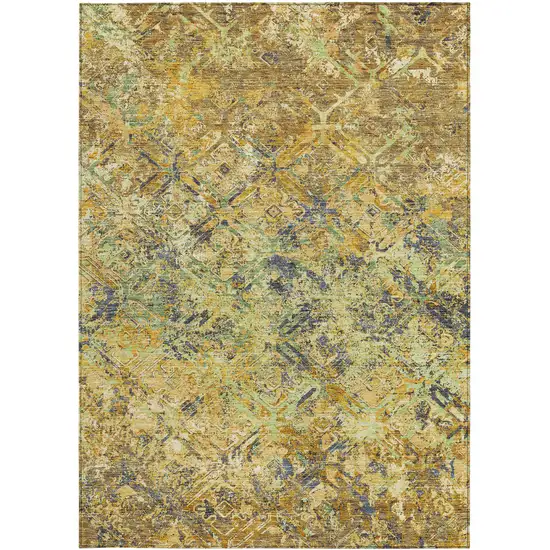 Gold Beige And Gray Geometric Washable Indoor Outdoor Area Rug Photo 5