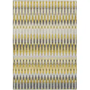 Photo of Gold Beige And Gray Southwestern Washable Indoor Outdoor Area Rug