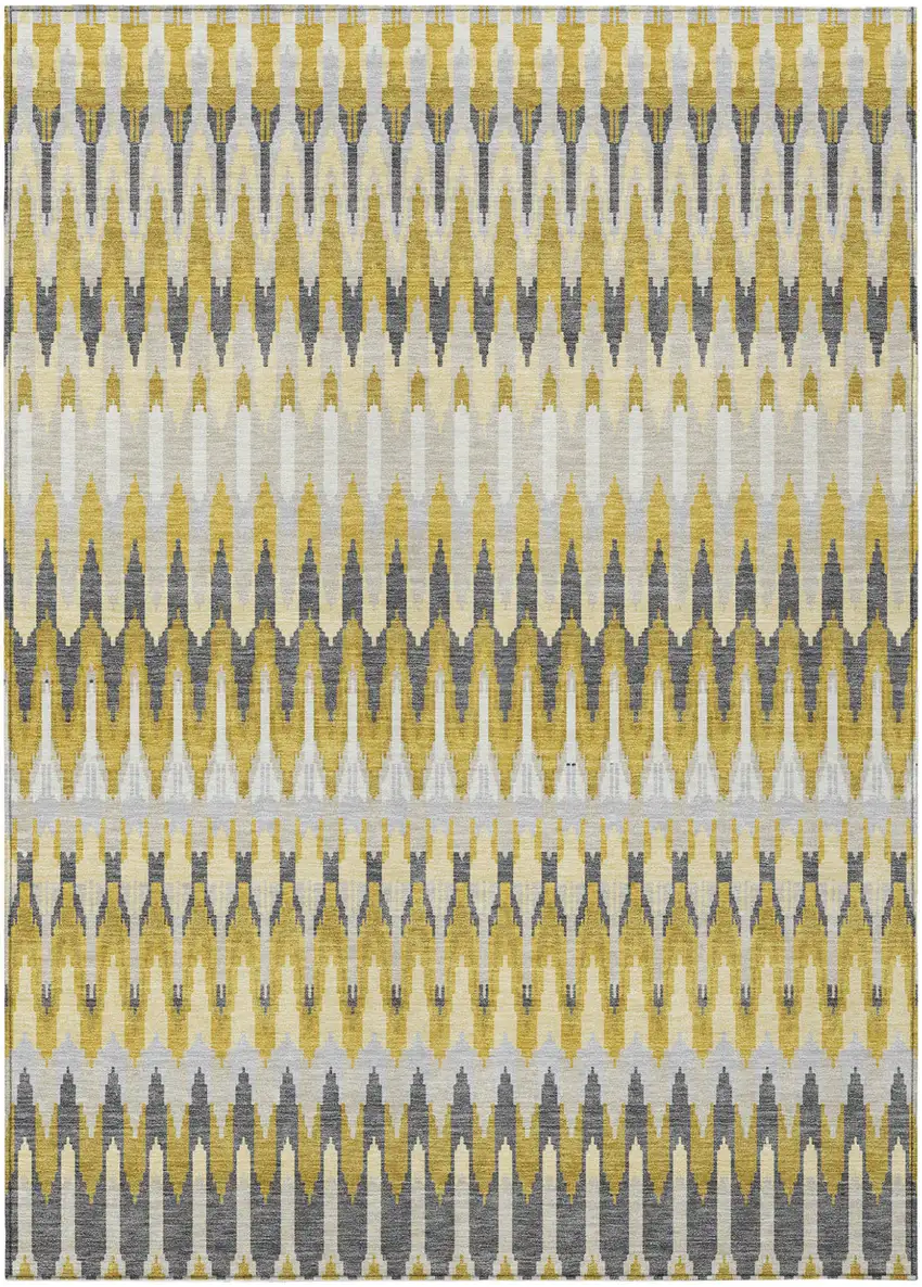 Gold Beige And Gray Southwestern Washable Indoor Outdoor Area Rug Photo 2