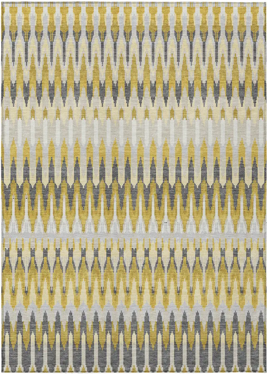 Gold Beige And Gray Southwestern Washable Indoor Outdoor Area Rug Photo 2