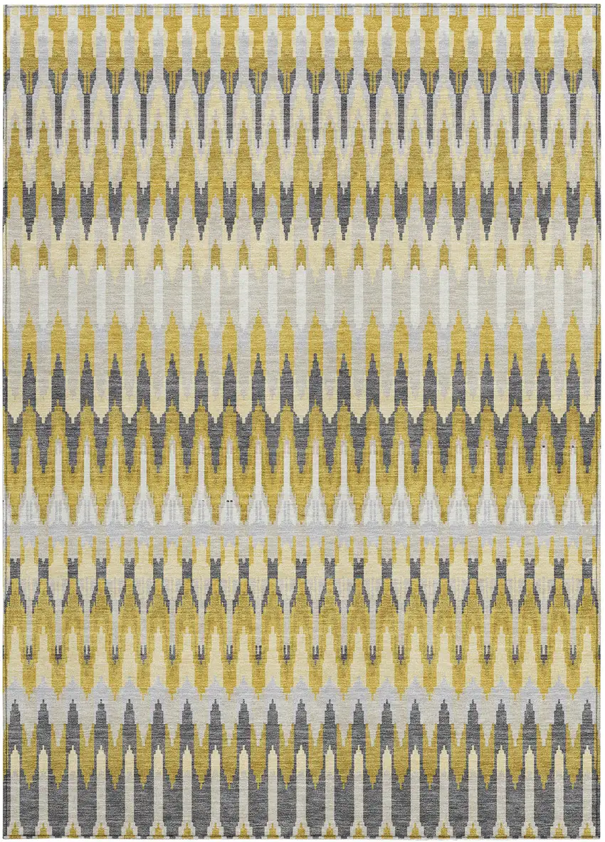Gold Beige And Gray Southwestern Washable Indoor Outdoor Area Rug Photo 4