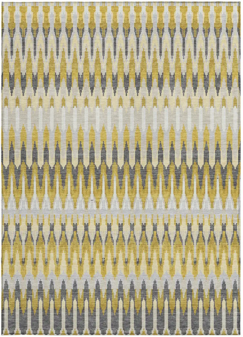 Gold Beige And Gray Southwestern Washable Indoor Outdoor Area Rug Photo 4