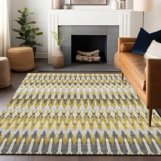 Gold Beige And Gray Southwestern Washable Indoor Outdoor Area Rug Photo 9