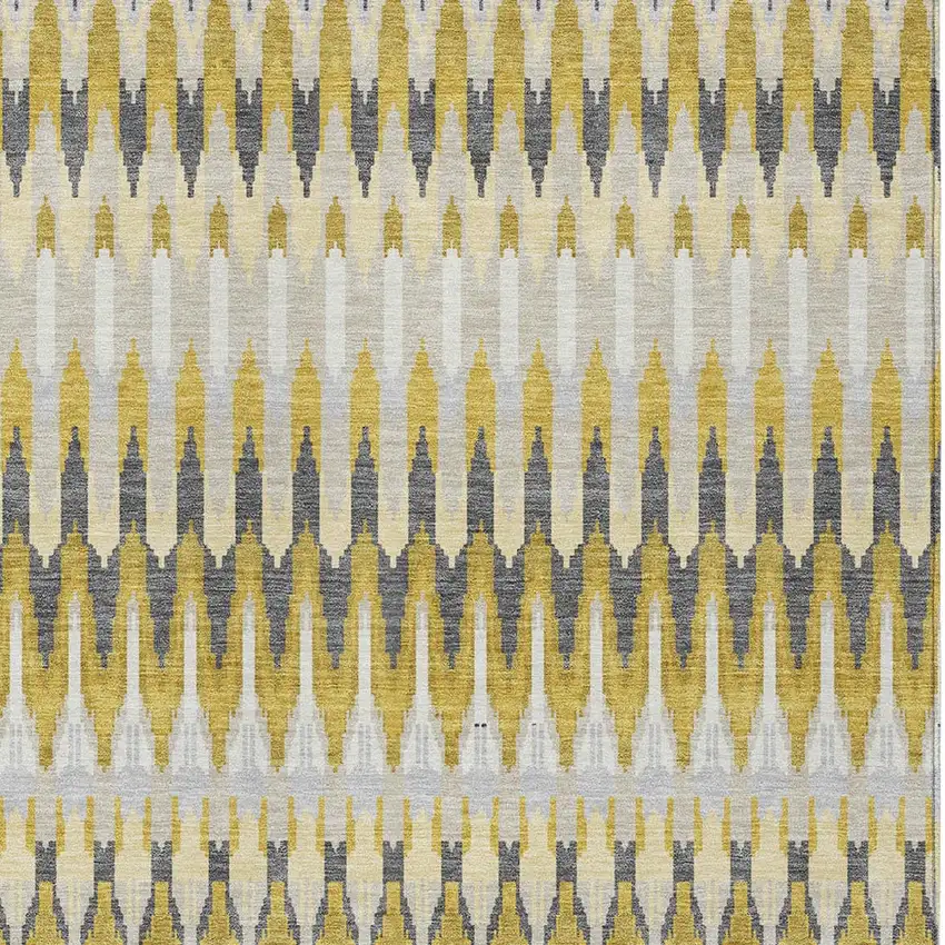 Gold Beige And Gray Southwestern Washable Indoor Outdoor Area Rug Photo 7