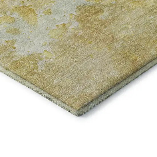 Gold Beige And Ivory Abstract Washable Area Rug With UV Protection Photo 8