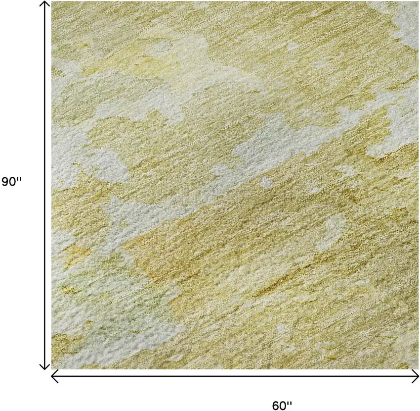 Gold Beige And Ivory Abstract Washable Area Rug With UV Protection Photo 9