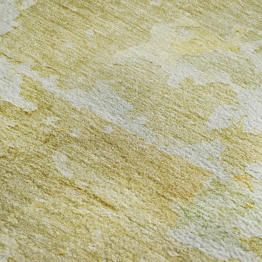 Gold Beige And Ivory Abstract Washable Area Rug With UV Protection Photo 2