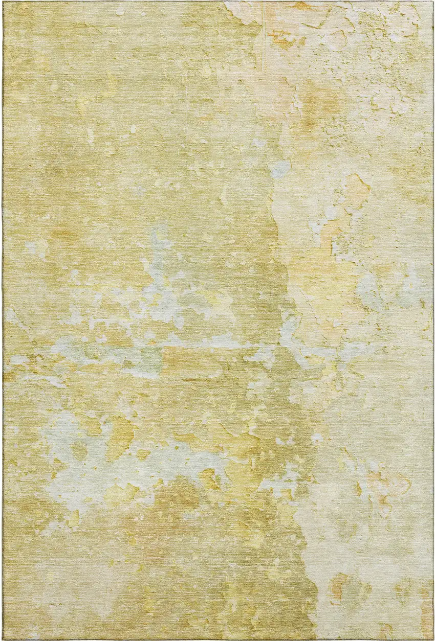 Gold Beige And Ivory Abstract Washable Area Rug With UV Protection Photo 5