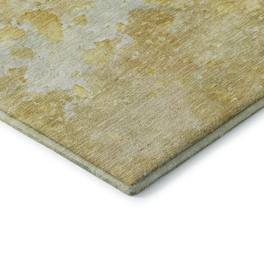 Gold Beige And Ivory Abstract Washable Area Rug With UV Protection Photo 8