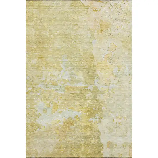 Gold Beige And Ivory Abstract Washable Area Rug With UV Protection Photo 6
