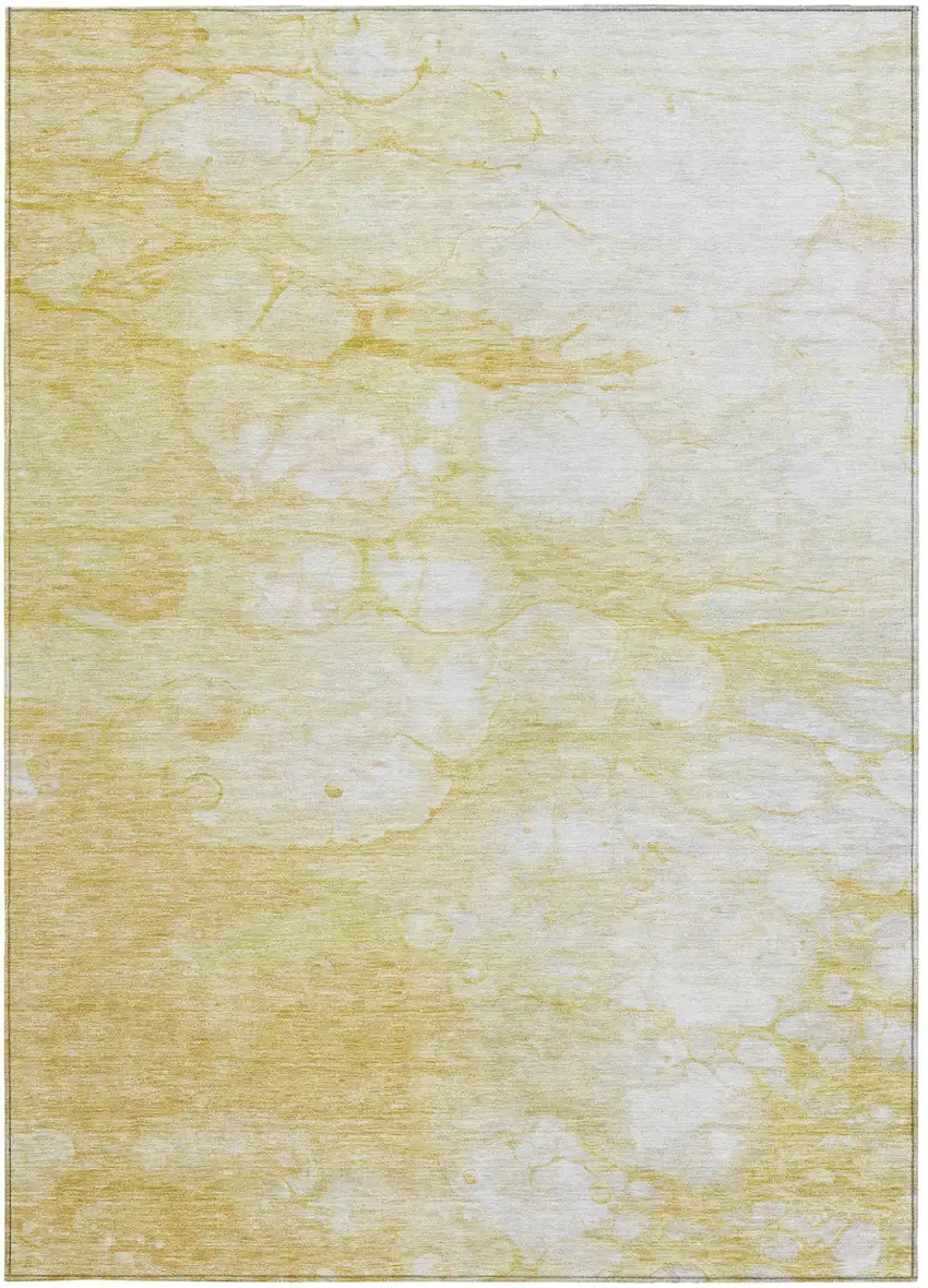 Gold Beige And Ivory Abstract Washable Indoor Outdoor Area Rug Photo 6