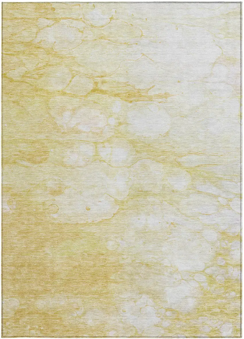 Gold Beige And Ivory Abstract Washable Indoor Outdoor Area Rug Photo 6
