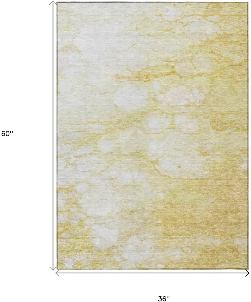 Gold Beige And Ivory Abstract Washable Indoor Outdoor Area Rug Photo 3